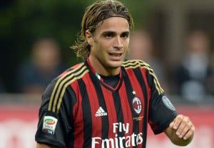 MILAN, ITALY - SEPTEMBER 01: Alessandro Matri of AC Milan during the Serie A match between AC Milan and Cagliari Calcio at San Siro Stadium on September 1, 2013 in Milan, Italy. (Photo by Claudio Villa/Getty Images)