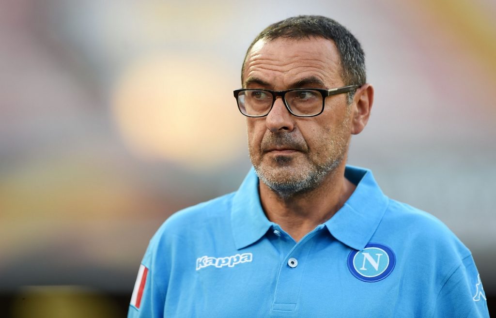 Maurizio Sarri e Aurelio De Laurentiis a bordo campo