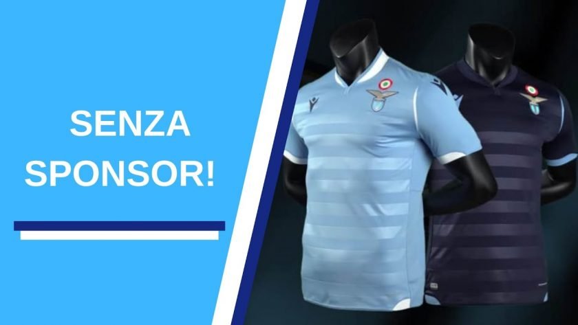 La maglia della Lazio 2024-25 senza sponsor principale, simbolo di una trattativa ancora in corso tra Lotito e potenziali partner commerciali.