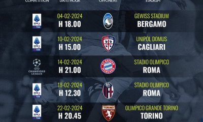 Lazio, febbraio 2024, calendario, Serie A, Champions League