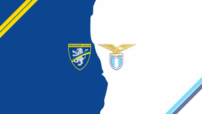 La curva dei tifosi della Lazio in trasferta a sostegno della squadra Frosinone Lazio