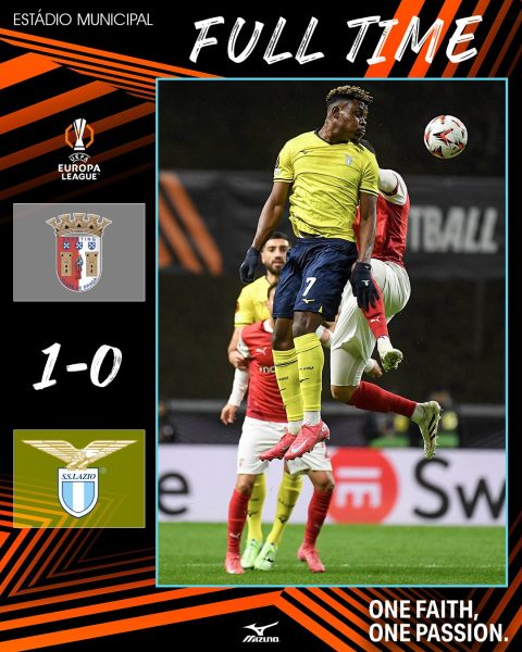 Braga-Lazio 1-0: biancocelesti ko in Europa League