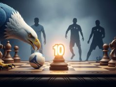 Lazio, caccia alla mezzala: Sarri sogna Loftus-Cheek, ma spunta l’occasione Colpani. Tutti i nomi Un'aquila simbolo della Lazio osserva una scacchiera da calciomercato con un pezzo numero 10 luminoso al centro, a rappresentare la ricerca di una mezzala.