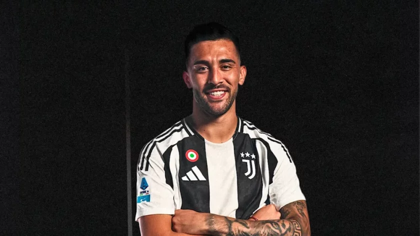 Fotomontaggio di Maurizio Sarri che pensa al sogno di mercato Nico Gonzalez, ostacolato da un segnale di stop con il simbolo dell'euro a rappresentare i blocchi finanziari.
