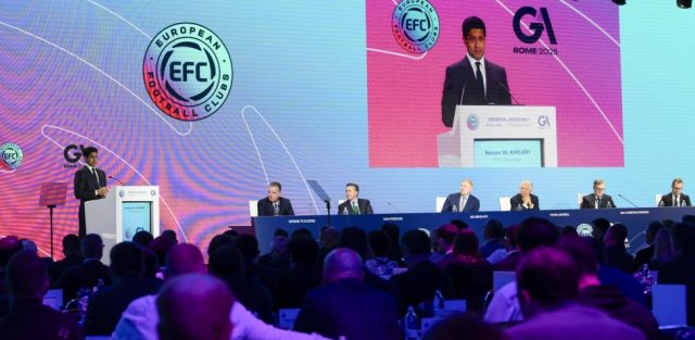 Delegati della European Football Clubs riuniti in assemblea a Roma Delegati della European Football Clubs riuniti in assemblea a Roma