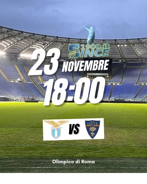 Dove vedere Lazio Lecce streaming Grafica del giorno di Serie A che mostra il logo della Lazio e del Lecce, con l'orario 18:00 e il logo DAZN sullo sfondo dello Stadio Olimpico.