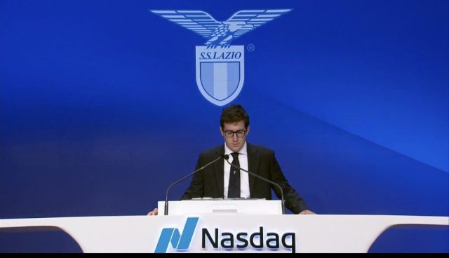 Delegazione della S.S. Lazio a Times Square per la cerimonia di chiusura delle contrattazioni del Nasdaq a New York