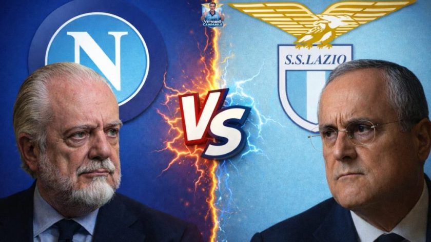 Confronto simbolico tra Lazio e Napoli dal 2004 al 2025 con Lotito e De Laurentiis