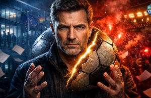 Superlega: il golpe fallito che ha cambiato il calcio per sempre Un pallone da calcio diviso a metà: una parte è un classico pallone di cuoio consumato, l'altra è una struttura geometrica futuristica e dorata.