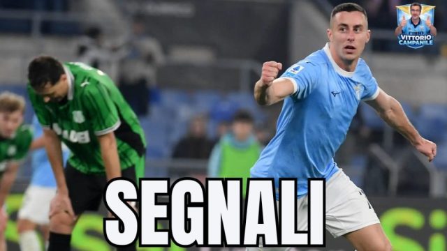 Adam Marusic festeggia dopo il gol decisivo in uno stadio Olimpico vuoto