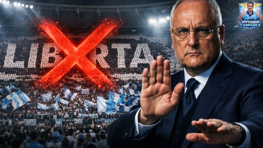 Il presidente della Lazio Claudio Lotito intervistato dai giornalisti
