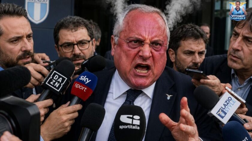 Il presidente della Lazio Claudio Lotito con espressione seria