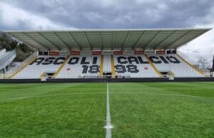 Biglietti Ascoli-Lazio: prezzi e info per il settore ospiti Locandina amichevole Ascoli Lazio con stadio Del Duca sullo sfondo