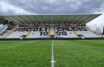 Biglietti Ascoli-Lazio: prezzi e info per il settore ospiti Locandina amichevole Ascoli Lazio con stadio Del Duca sullo sfondo