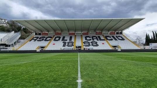 Biglietti Ascoli-Lazio: prezzi e info per il settore ospiti Locandina amichevole Ascoli Lazio con stadio Del Duca sullo sfondo