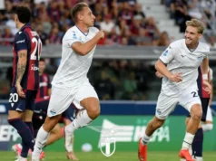 Bologna-Lazio 0-1: esordio da sogno per Frattesi, le aquile sbancano il Dall’Ara Davide Frattesi esulta dopo il gol vittoria in Bologna Lazio 0-1 allo Stadio Renato Dall'Ara