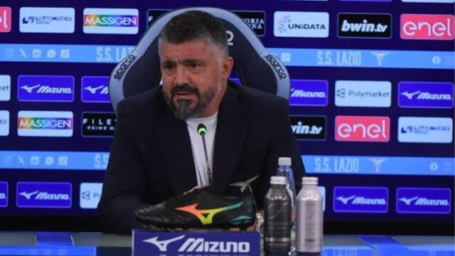 Gennaro Gattuso allenatore della SS Lazio parla in sala stampa dopo la vittoria contro il Bologna