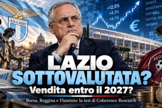 «La Lazio è l’asset sportivo più economico al mondo»: un investitore scommette sulla vendita entro il 2027 Coherence Research definisce la Lazio uno degli asset sportivi più sottovalutati e ipotizza una vendita entro il 2027. Reggina e Flaminio i possibili catalizzatori.